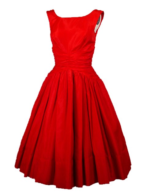 CHERRY RED TAFFETA VINTAGE COCKTAIL/PROM GOWN 1950'S CHERRY RED TAFFETA VINTAGE COCKTAIL/PROM GOWN 1950'S