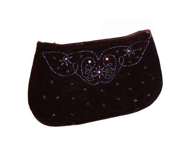 MIDNIGHT BLUE BEADED VELVET VINTAGE CLUTCH ARVEY LABEL 1940'S MIDNIGHT BLUE BEADED VELVET VINTAGE CLUTCH ARVEY LABEL 1940'S
